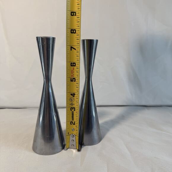 Erika Pekkari IKEA Scandinavian Candle Holders Set 2 Metal Heavy Vintage - Picture 7 of 7
